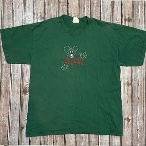 VTG 90s Mickey & Co Green Embroidered Spell Out T-shirt Mens Sz XL, Made In USA